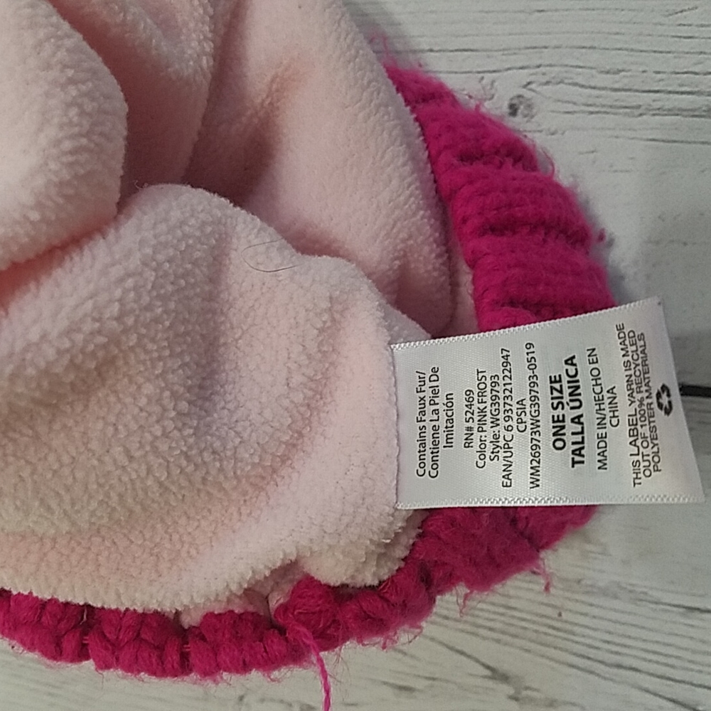 Pink/White Winter Hat One size - Picture 2 of 2